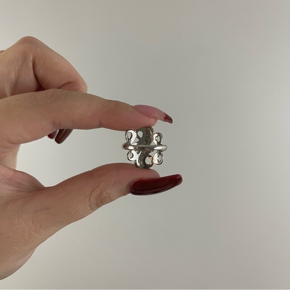 Vintage Turquoise Stone Blue Silver Swirl Design Statement Ring - Picture 4 of 4